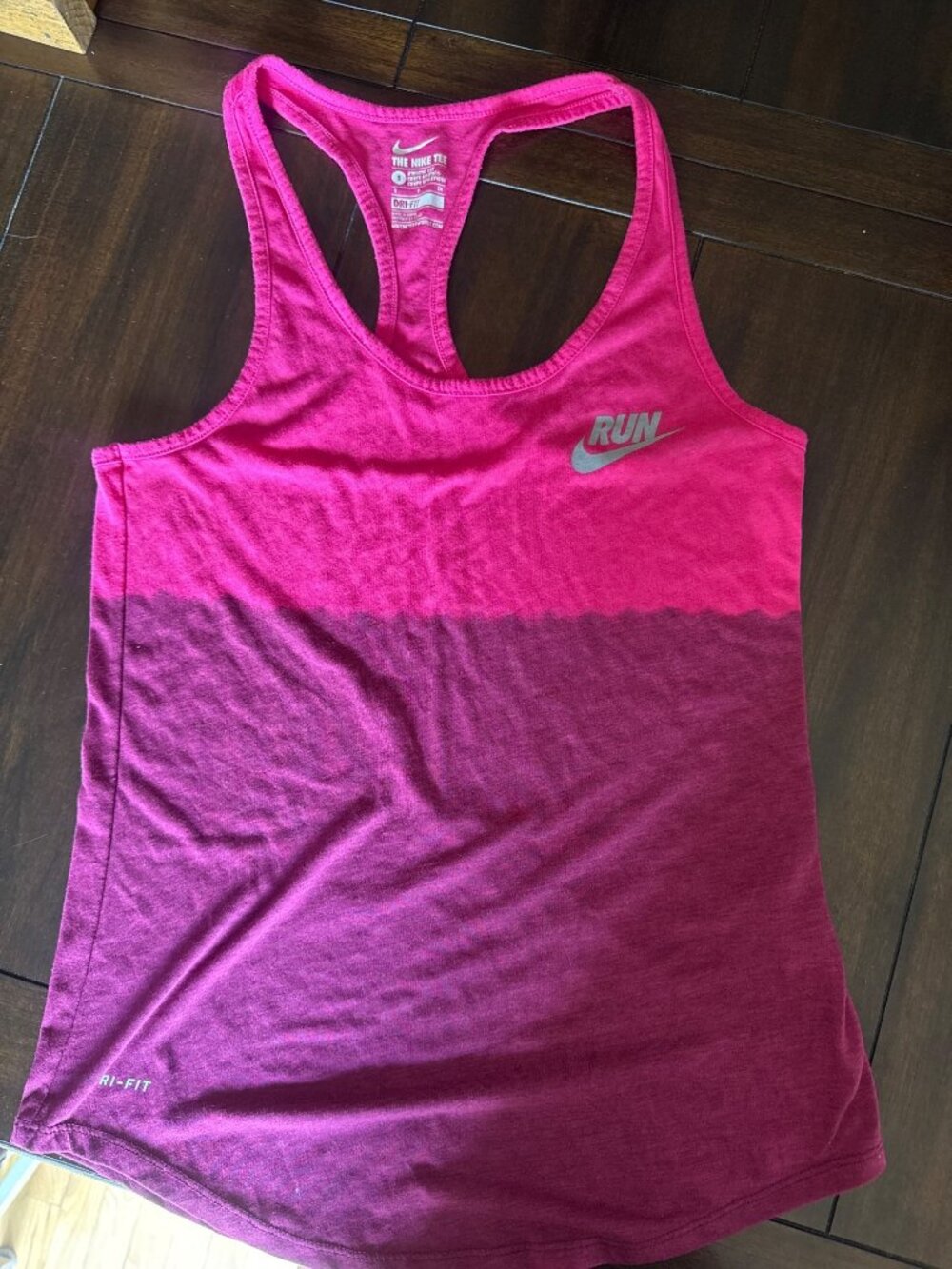 Nike Womens Pink Ombre Dri-Fit Racerback Tank Top Athletic Cut S